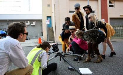 Left to right: Jimmy Jessup (Convenor), Nicki Murray (Video Director), Joy Qin, Henry Bretz, Will Baxter, Steele McMahon, Katie Wheatley, Henry Meehan, Izzy Belonogoff. 